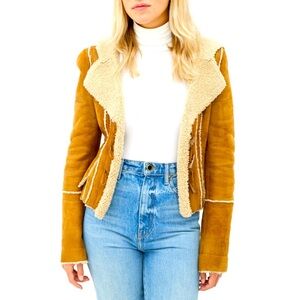 DECREE Faux Fur Suede Sherpa
Lined Jacket, Shearling Tan
